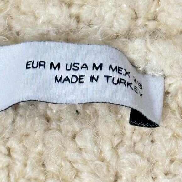 ZARA WOMEN BOUCLÉ CREAM KNIT BLAZER SWEATER SZ M - Picture 5 of 5